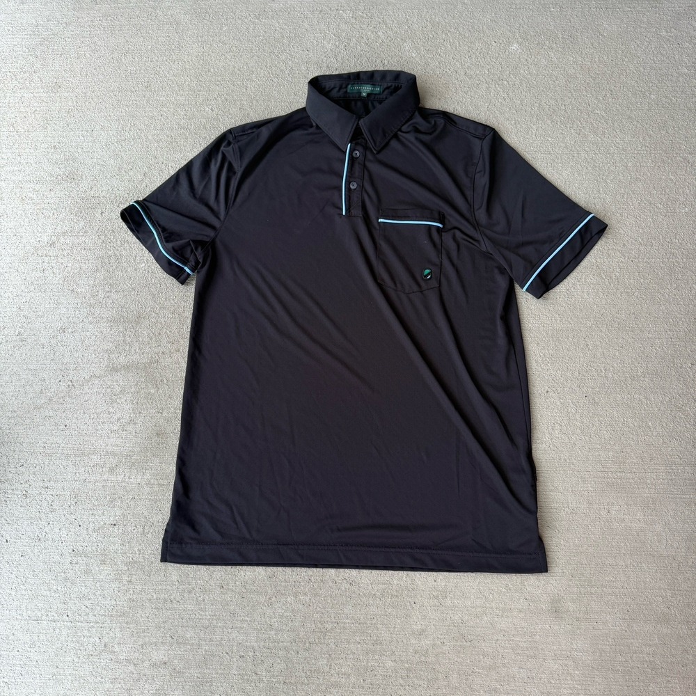Extracurricular Men's Polo Shirt Medium Black Blue Trim Athletic Stretch